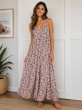 Z Supply Floral Lined Button Up Maxi Dress